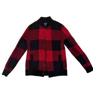 Abercrombie & Fitch Men's Wool Blend Plaid Polo Cardigan Grandpacore Shacket S
